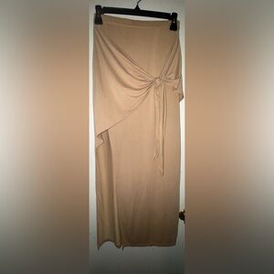 Light Brown/Tan Wrap Skirt High Slit
